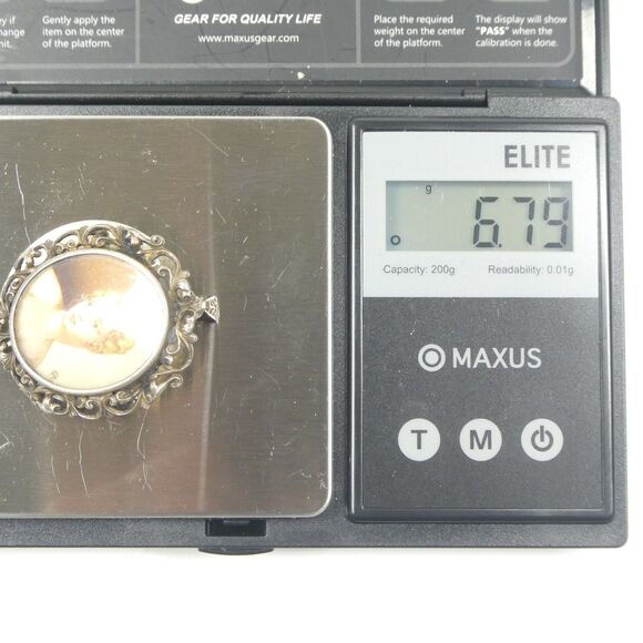 Antique Miniature Portrait Pendant 800 Silver Frame 1.5" - Picture 13 of 13